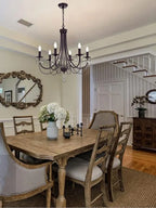 Black Iron Chandelier with Crystal Pendant for Home Lighting