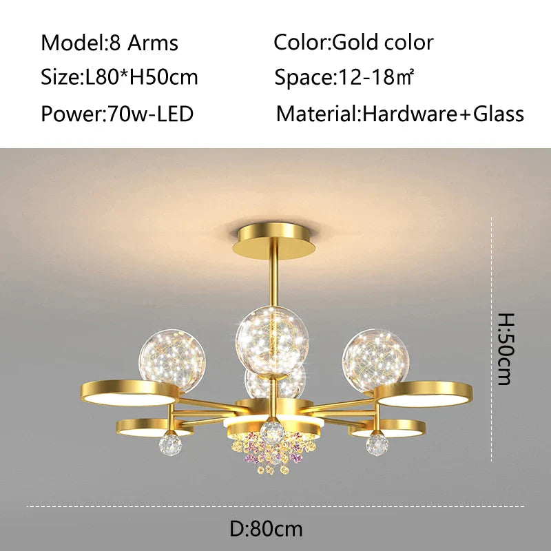 Nordic Glass Ball LED Ceiling Light for Bedroom Living Room Decoration Indoor Lighting