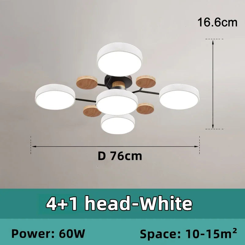 Nordic Wooden Chandelier LED Ceiling Light for Living Room, Bedroom, Kitchen, and Dining Room