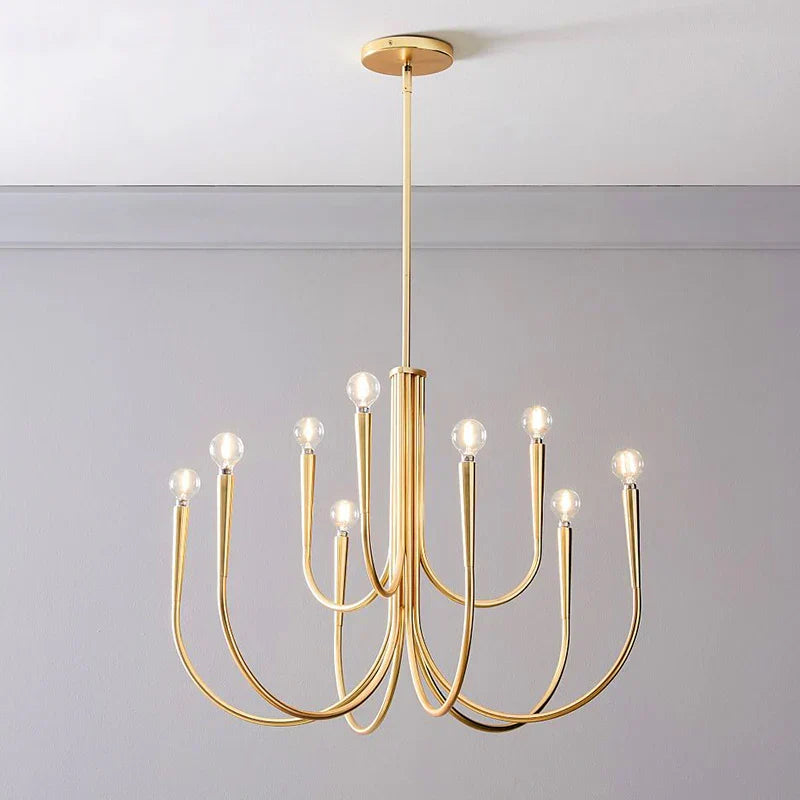 Nordic Gold Chandelier for Living Room Bedroom Attic Home Decor Luminaires