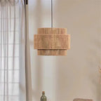 Rattan Pendant Light Handmade Hemp Rope, Japanese Design for Dining Room and Cafe