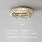 Luxury Gold Crystal Ceiling Light Ring LED Glossy Indoor Living Room Lighting
