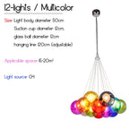 Colorful Glass Ball Bubble Chandelier LED Pendant for Home Dining Room Decor