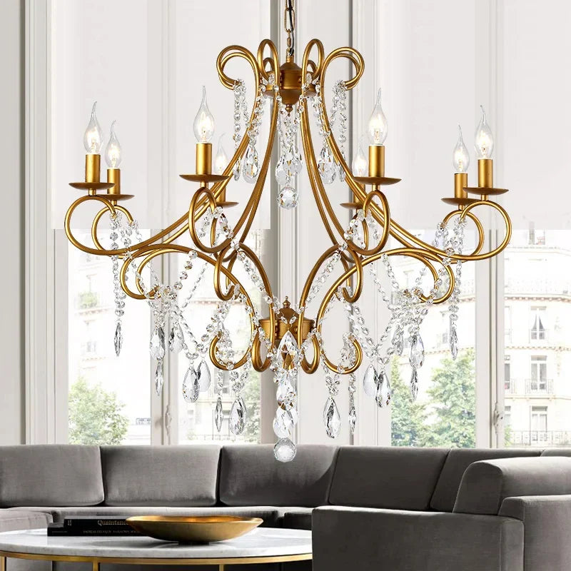Iron Crystal Chandelier: Modern Luxury Industrial Style for Home Living/Dining Room