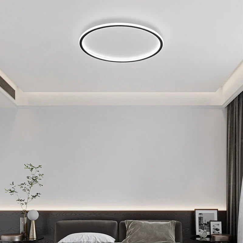 Modern Round Iron LED Ceiling Light for Bedroom, Foyer, and Study