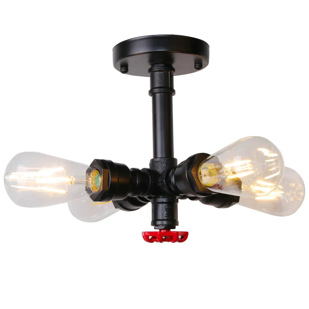 Industrial Water Pipe Ceiling Light Fixture for Living Room and Restaurant Decor