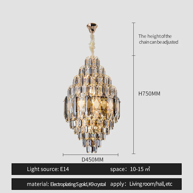 Crystal Pendant Lamp: Nordic Modern Luxury for Villa, Hotel, and Living Room