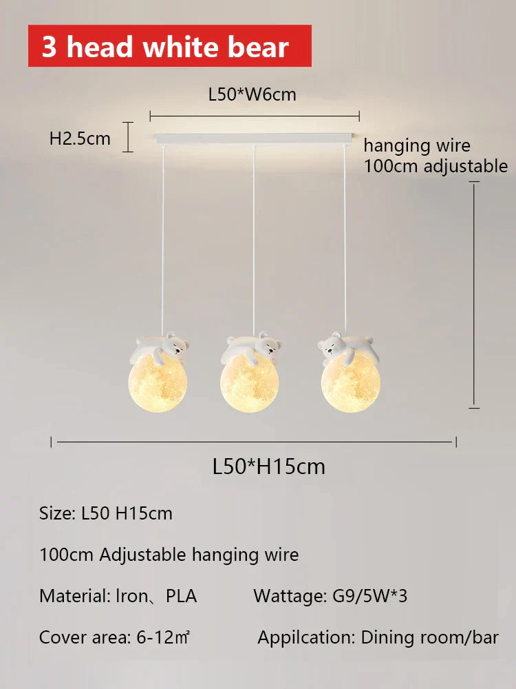 Moon LED Chandelier for Children's Room, Bedroom, Dining Room - Modern and Creative Lighting