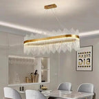 Modern Luxury Glass LED Chandelier Dining Room Dimmable Pendant Lamp