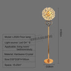 LED Sunflower Crystal Floor Lamp for Home Decor in Living Room or Bedroom