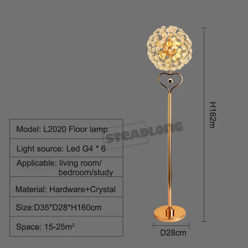 LED Sunflower Crystal Floor Lamp for Home Decor in Living Room or Bedroom
