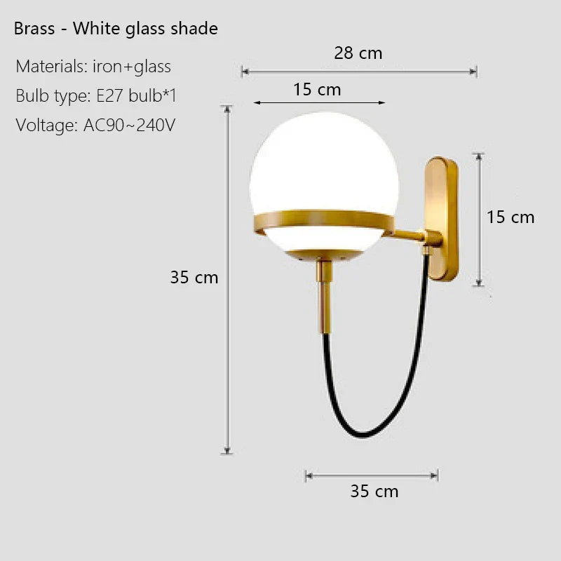 Glass Shade Wall Sconce Lamps for Hotel Bedroom LED Lights