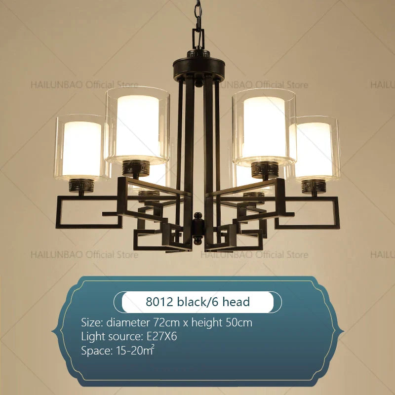 Retro Chinese Chandelier for Living Room Dining Bedroom Modern Villa Duplex