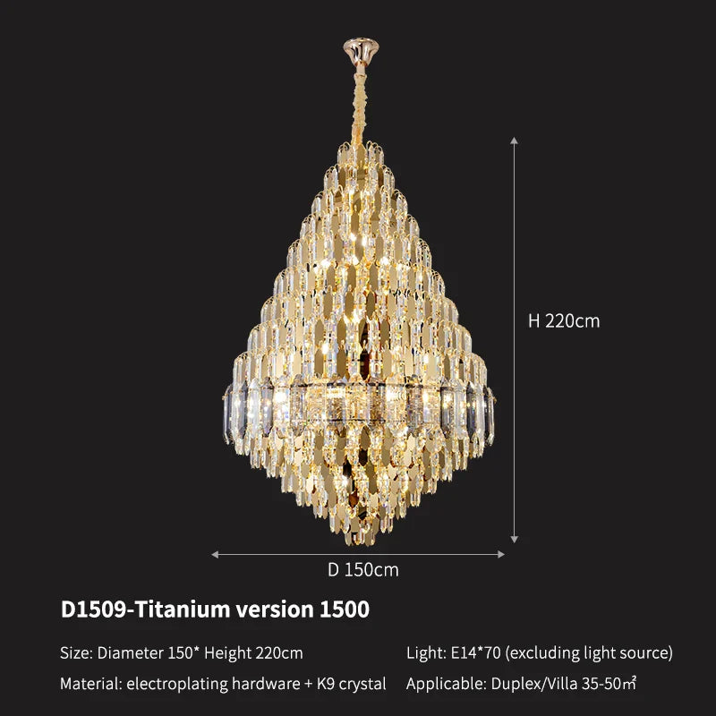 Crystal Pendant Chandelier for Home, Hotel, Restaurant - Luxury Duplex Hall Light