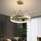 Crown Crystal Chandelier Pendant Light for Bedroom and Living Room Decor
