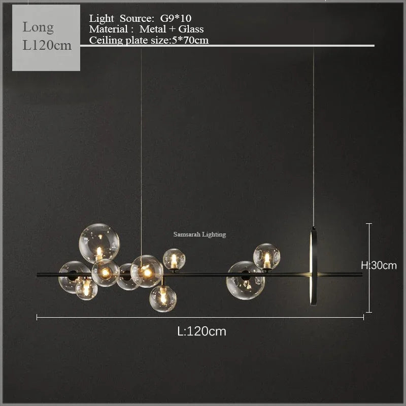 Glass Bubble LED Ceiling Chandelier for Home, Modern Ring Hanging Light Fixtures