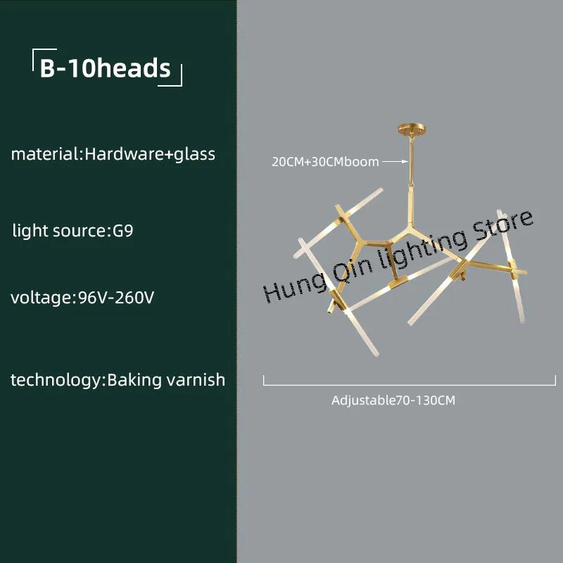 Gold Branch LED Chandelier for Duplex Villa Staircase - Modern Indoor Lighting