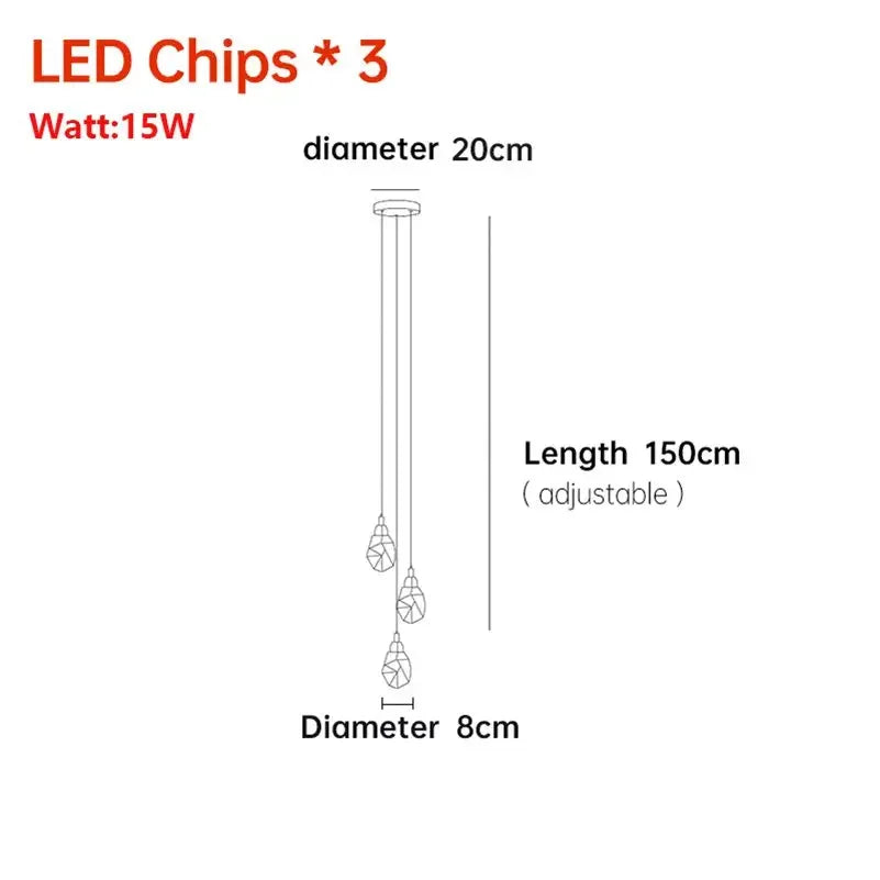 Nordic Crystal Cube Chandelier LED Light for Home Staircase Loft Living Room