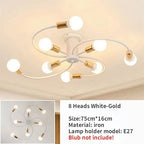 Retro Iron Fan Ceiling Chandelier with 8 Sockets for Home Decor