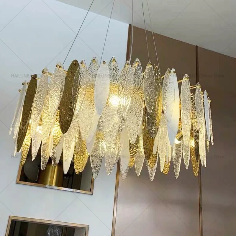 Glass Chandelier Light for Living Room, Bedroom, Dining: Luxury Art Designer Lighting