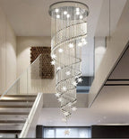 Spiral Moon & Star Crystal Chandelier: Modern Lobby & Stair Lighting Option