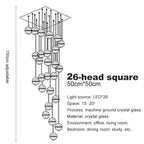 Crystal Ceiling Chandelier for Staircase & Hallway, Elegant Long Cable Pendant Light