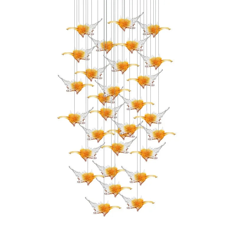 Glass High Ceiling LED Chandeliers Modern Living Room Luxury Design