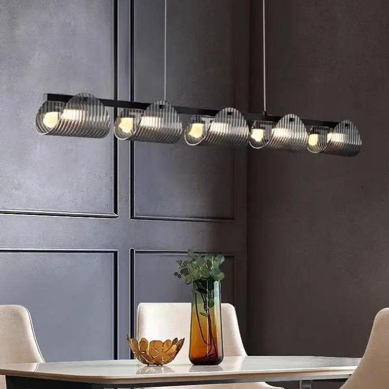 Smoky Gray Glass Chandelier Pendant Light for Luxury Living Room