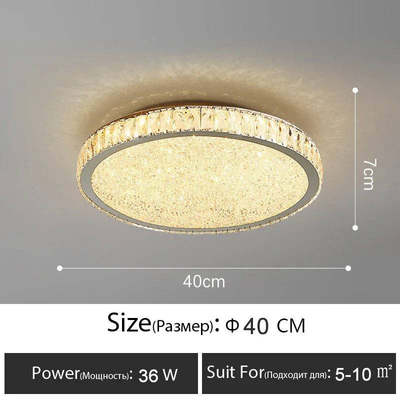 Crystal LED Ceiling Lamp: Luxury Golden Glossy Lighting Fixture for Living Room