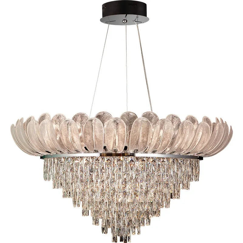 Crystal Crown Chandelier: Luxe Ceiling Light for Home, Shop & Lobby