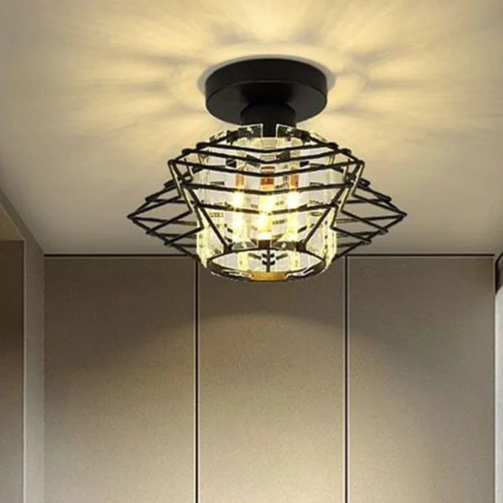 Crystal Ceiling Chandelier: Modern Industrial LED Indoor Lighting Fixture