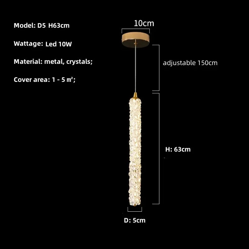 Crystals Pendant Lights: Modern Dimmable Chandelier for Luxury Living Room, Dining, Bedroom