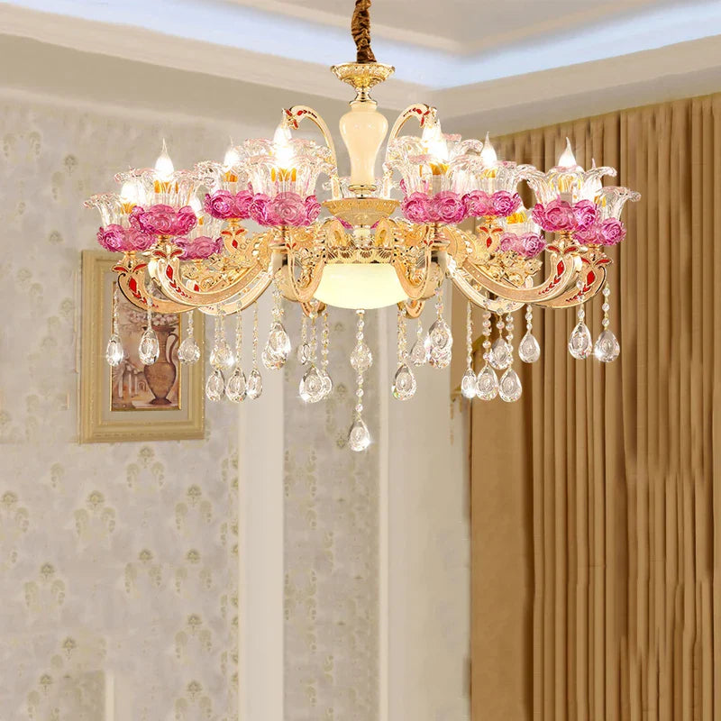 Flower Candle Villa Chandelier for Luxury Living and Dining Rooms