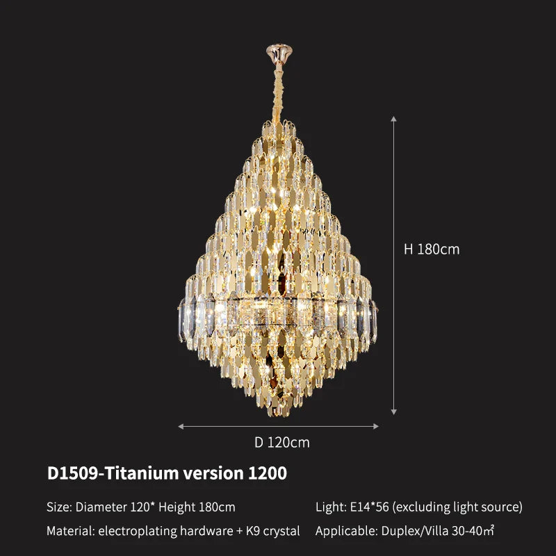 Crystal Pendant Chandelier for Home, Hotel, Restaurant - Luxury Duplex Hall Light