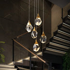 Diamond Crystal Chandelier Staircase LED Golden Large Living Room Hall Lighting