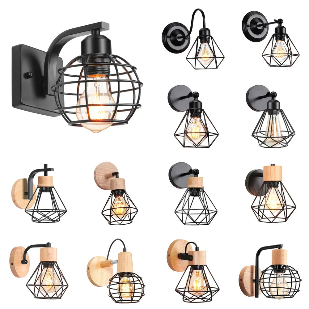 Retro Wood Wall Sconce Vintage Ceiling Pendant Lights for Home Décor