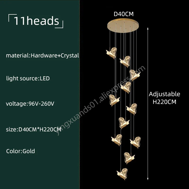 Crystal Chandelier: Modern Luxury Pendant Lights for Living Room, Staircase, Villa