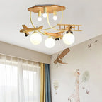Wooden Plane Nursery Ceiling Light for Kids Room LED Chandelier