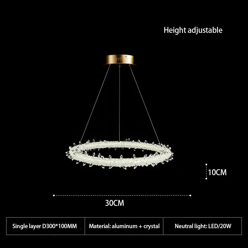 Crystal Flower LED Chandelier Pendant Light for Living and Dining Room