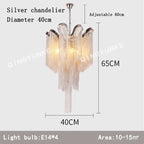 Fringed Chandelier: Silver & Gold Aluminium Chain Pendant Light for Luxe Home & Hotel Decor
