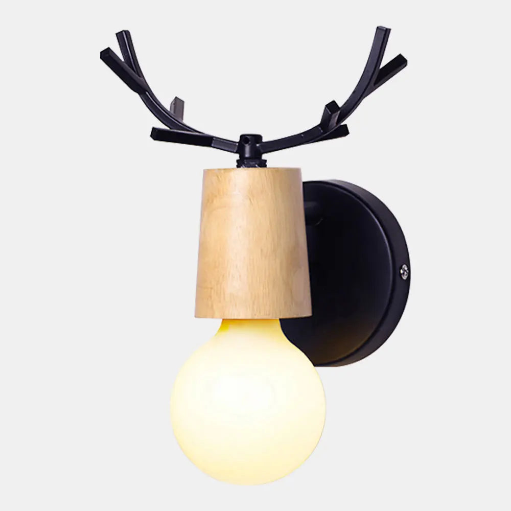 Nordic Wood Wall Lamp Sconce Retro Bedside Indoor Lighting Vintage Fixture