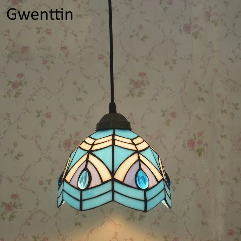 Tiffany Pendant Lights: Stained Glass Hanging Lamp for Mediterranean Loft Home Decor