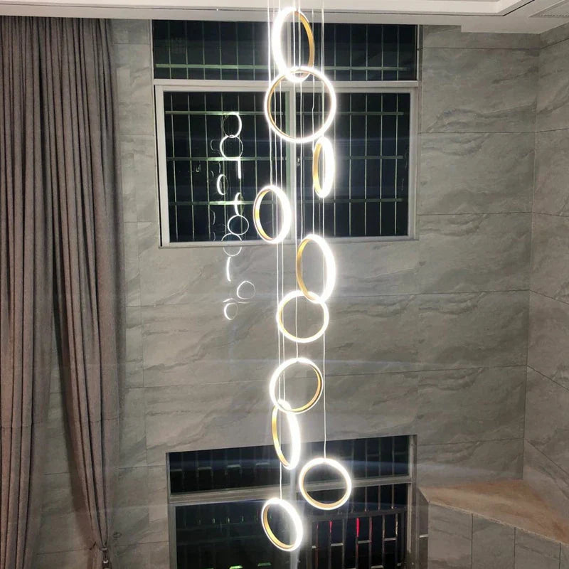 Modern Chandelier Luxury Villa Staircase Lighting by Afralia™