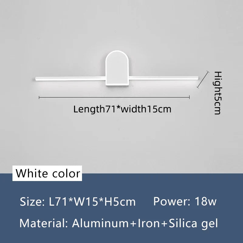 Nordic LED Mirror Light by - Modern Black/White Wall Sconce for Bathroom Mirror