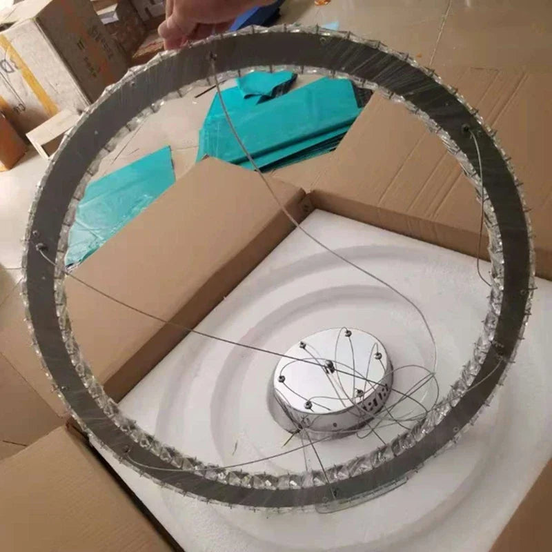 Round Crystal Ceiling Chandelier for Kitchen Dining Room LED Lighting Fixtures