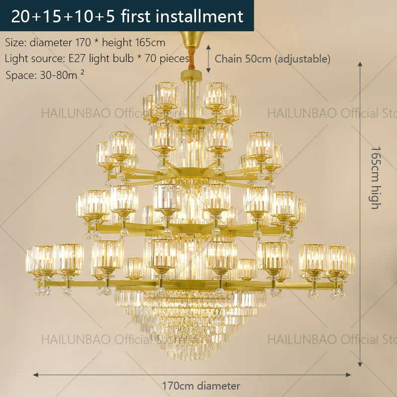 Crystal Chandelier: Elegant Light Luxury Villa Bedroom Living Room Lamp