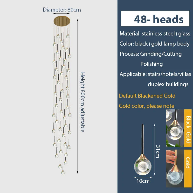 Gold Crystal Raindrop Chandelier for Staircase Foyer