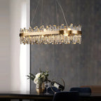 Crystal LED Oval Chandelier for Dining Room Lighting