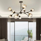 Nordic Glass Pendant Chandelier in Black Gold for Living Room, Bedroom, Dining Room