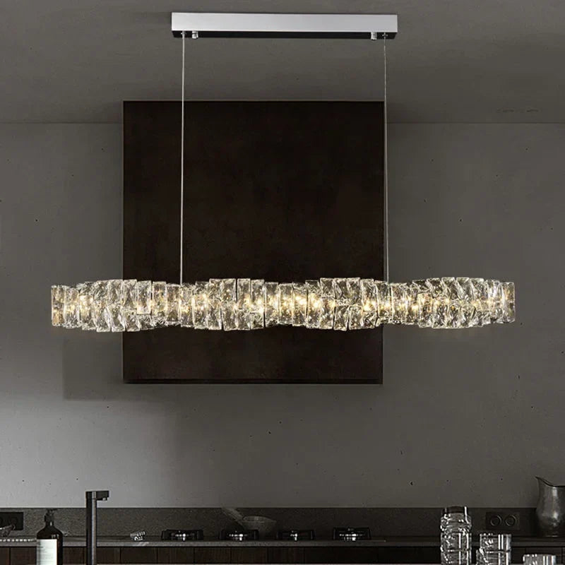 Modern Gold Crystal LED Chandelier for Dining Room & Bar Tables